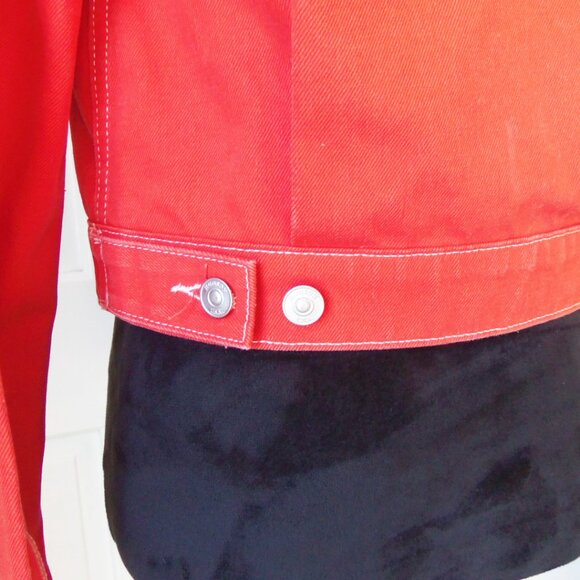 Hudson Jeans Lola Red Denim Cropped Trucker Jacket sz XS - Picture 9 of 13
